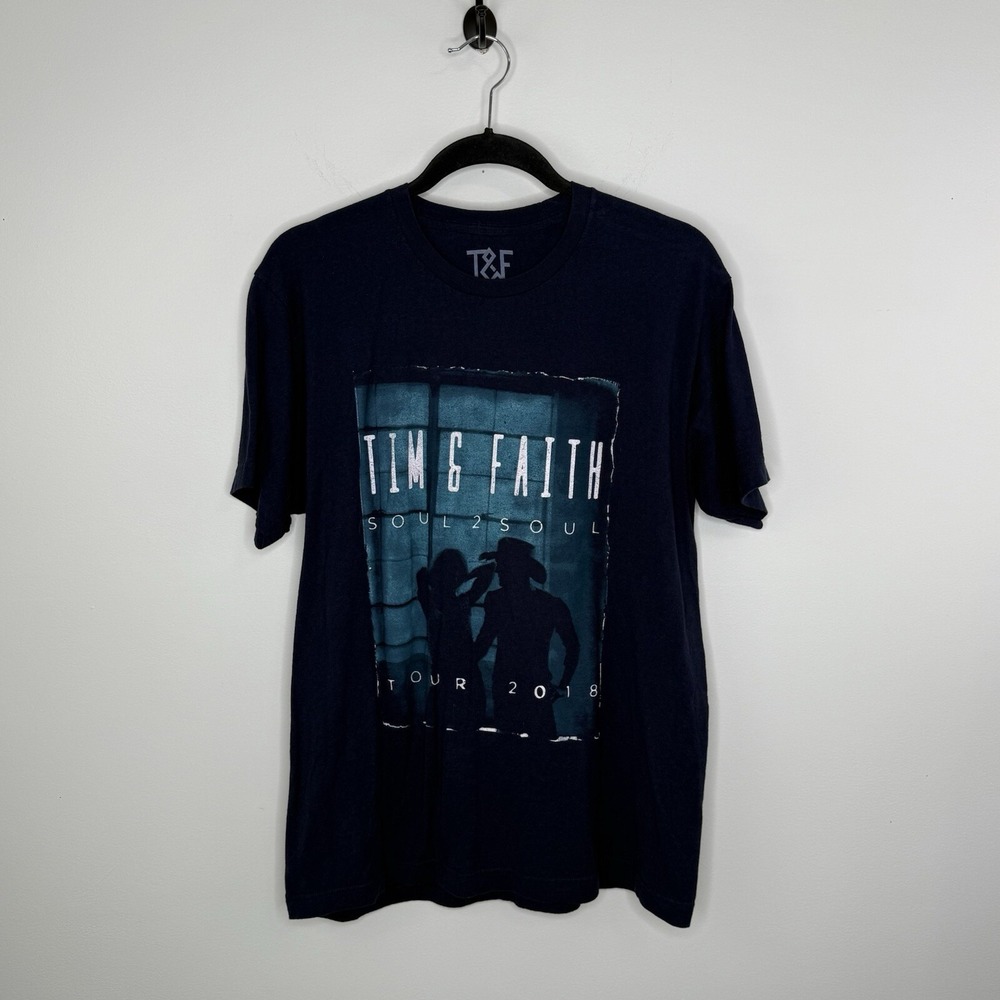 Tim McGraw & Faith Hill Soul 2 Soul 2018 Tour Sz Large Graphic Band T Shirt EUC